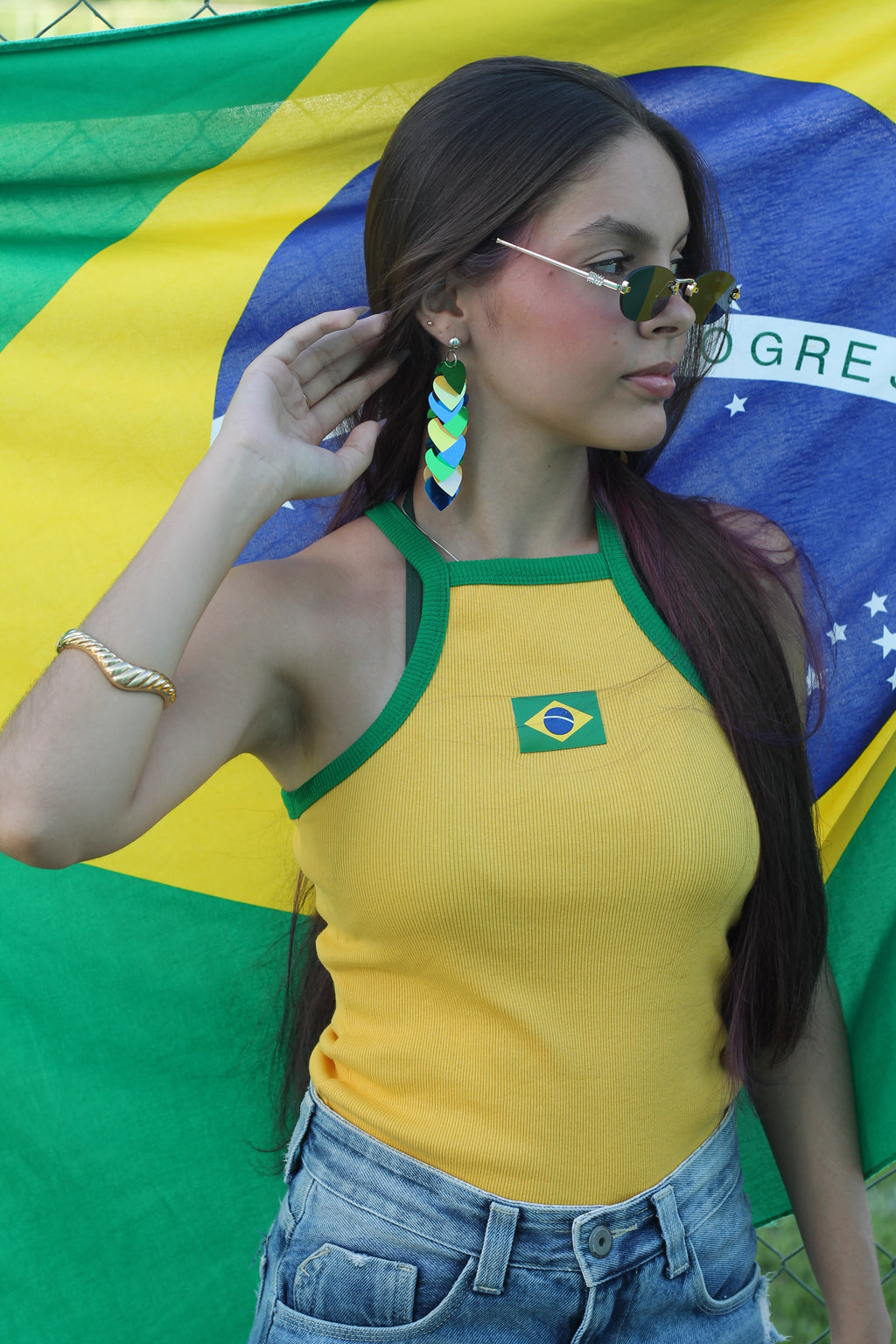 Blusa Brasil - Regata Amarelo e Verde