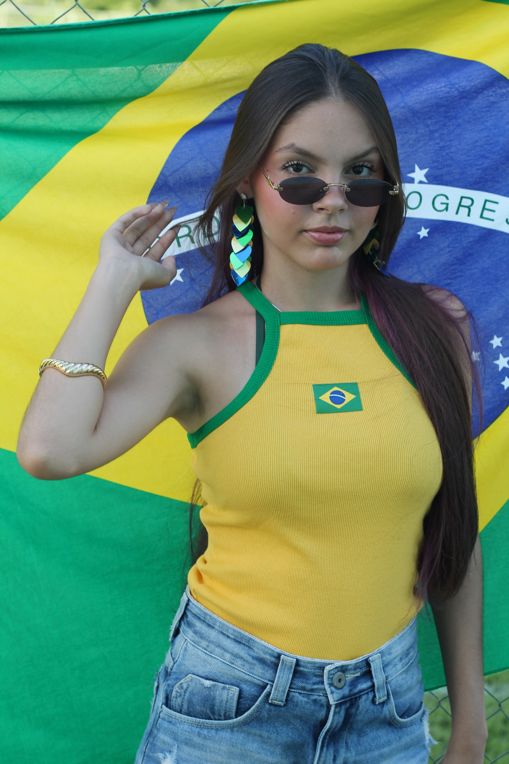 Blusa Brasil - Regata Amarelo e Verde