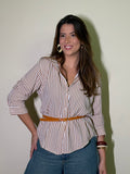 Camiseta Feminina Listrada Marrom