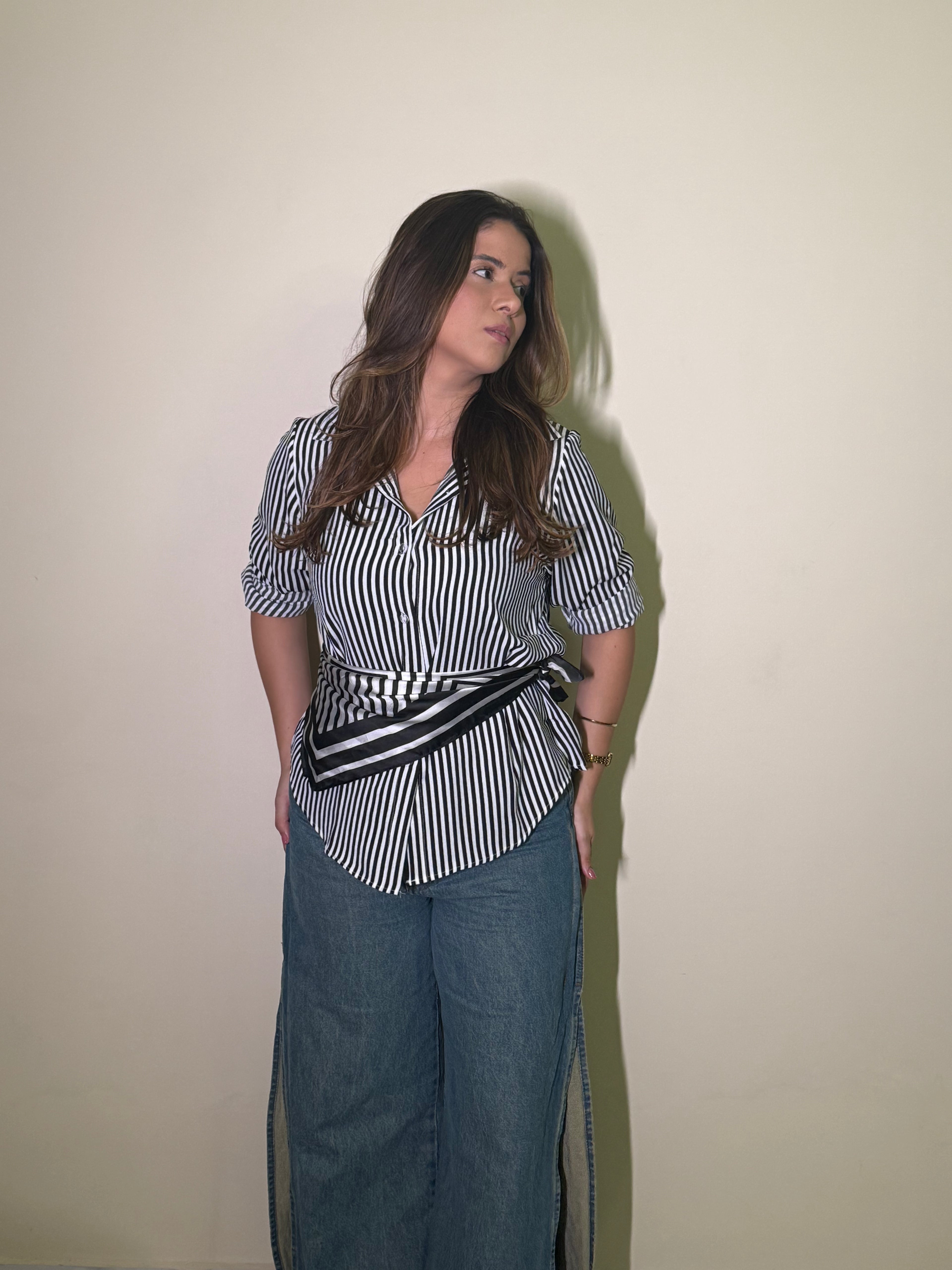 Camiseta Feminina Listrada Preta
